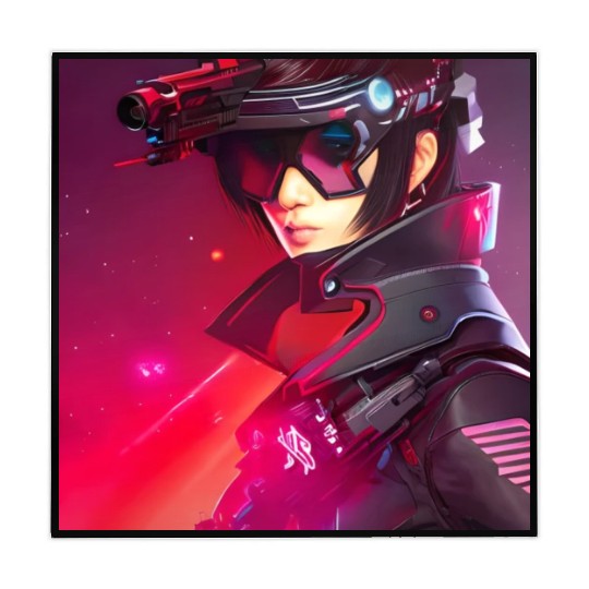Cyberpunk Girl red Neon light Mahjong Mats