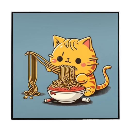 Japanese cat eating spaghetti Mahjong Mats