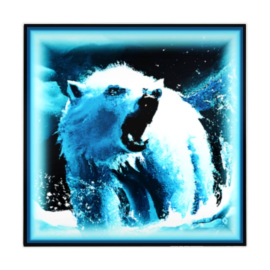 "Angry Polar Bear" Cute Painting. Buy Now Mahjong Mats