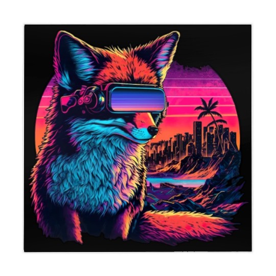 Retro Futuristic Synthwave Fox Mahjong Mats