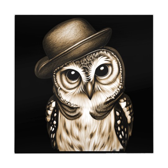 owl wearing derby hat - brown color Mahjong Mats
