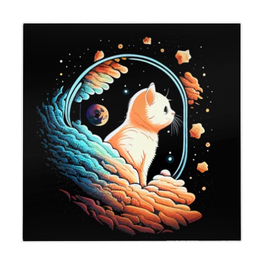 Astronaut Cat Space Cat on Galaxy Cat Lover Mahjong Mats