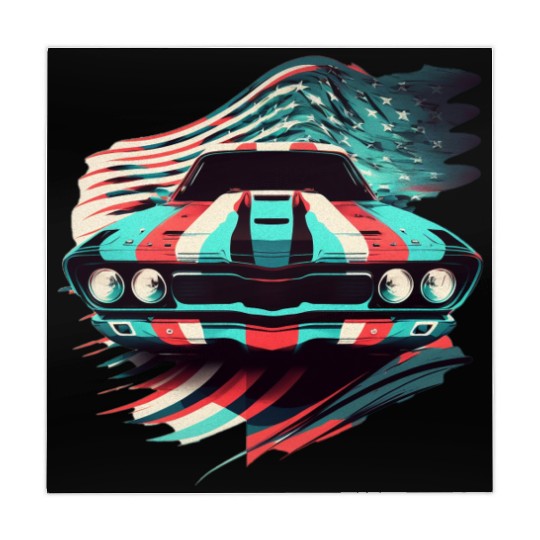 Muscle car american flag backround Mahjong Mats