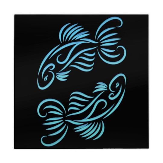 Pisces Zodiac Fish Water Sign Blue Green Mahjong Mats
