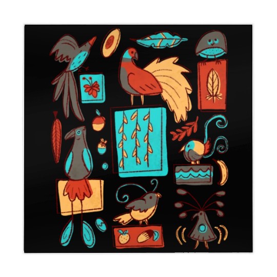 Retro 1950s Birds Of Paradise Pattern Mahjong Mats