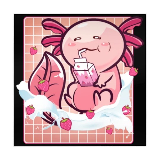 Kawaii Axolotl Strawberry Milk Shake Funny Sushi Mahjong Mats