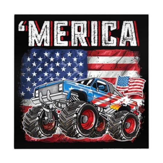 Monster Truck USA Merica Men Boys 4th of July Mahjong Mats