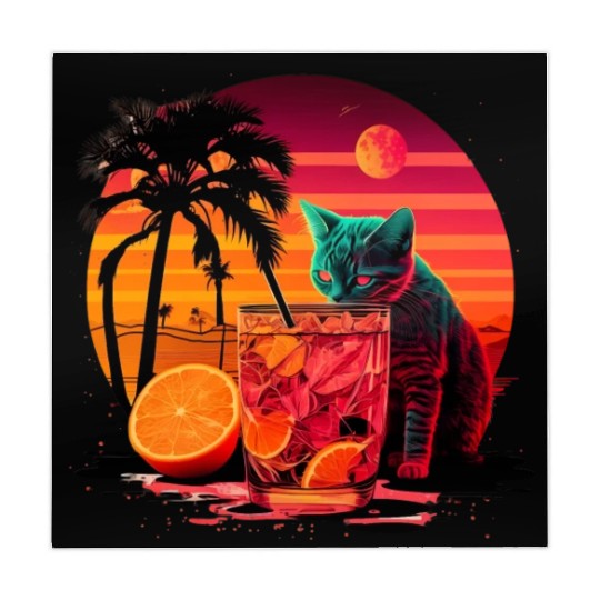 Funny Cat Drinking Cocktail Cat Lover Mahjong Mats