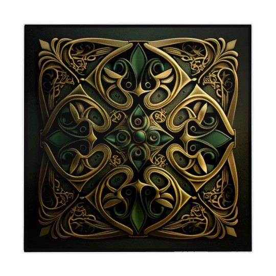 Green Bronze Ornamental Plaid Decoration Pattern Mahjong Mats