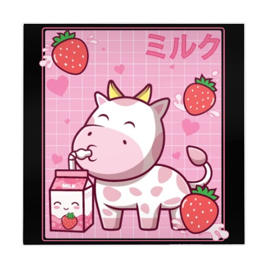 Kawaii Pink Strawberry Cow Milk Shake Otaku Anime Mahjong Mats