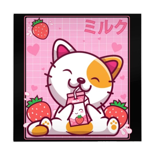 Kawaii Kitten Cute Cat Strawberry Milk Shake Mahjong Mats
