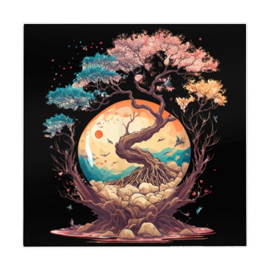 Japanese tree of life cherry blossom flowers Japan Mahjong Mats