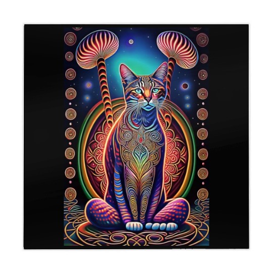 stylized art cat Magic meditating pose-cat lover Mahjong Mats