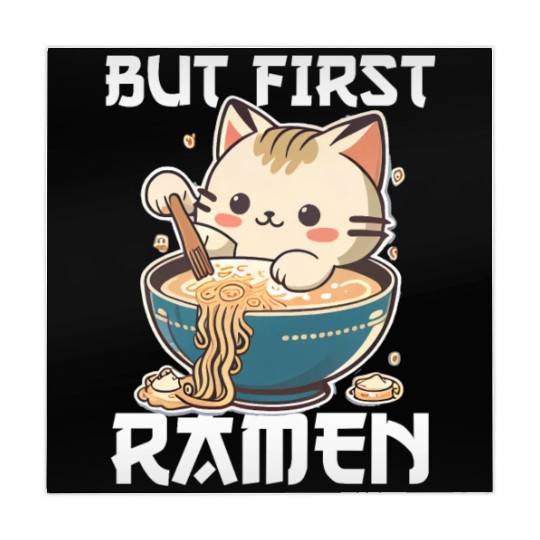 But First Ramen Cat Japanese Tokyo Ramen Noodles Mahjong Mats
