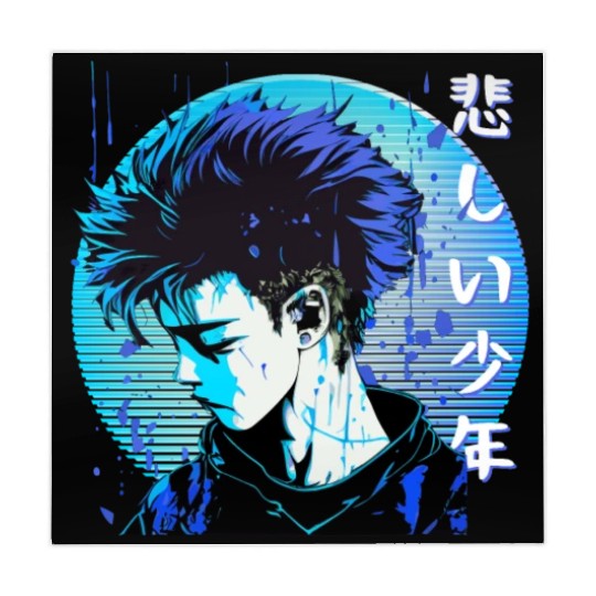 Sad Anime Boy Edgy Japanese Vaporwave Urban Street Mahjong Mats