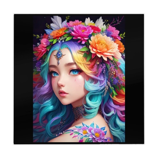 Spring Girl with a bouqet of flowers garland #8 Mahjong Mats