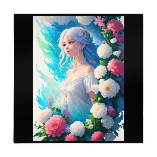 Spring Girl with a bouqet of flowers garland #22 Mahjong Mats