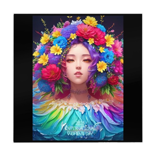 Spring Girl with a bouqet of flowers garland #17 Mahjong Mats