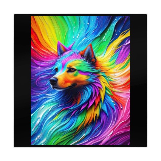 Labrador Retriever with rainbow splashes of colors Mahjong Mats