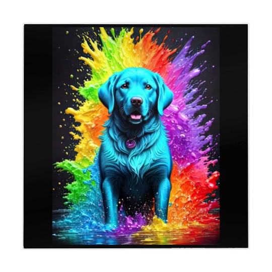 Labrador Retriever with rainbow splashes of colors Mahjong Mats