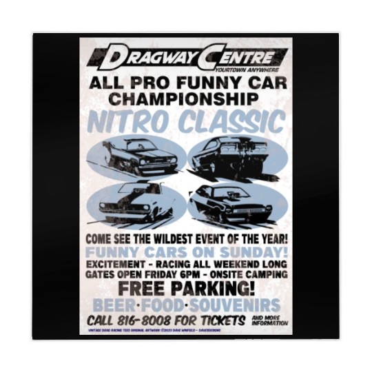 Vintage Hot Rod Classic Drag Racing Poster Mahjong Mats