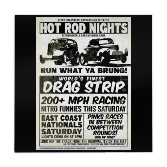 Vintage Hot Rod Classic Drag Racing Poster #9 Mahjong Mats