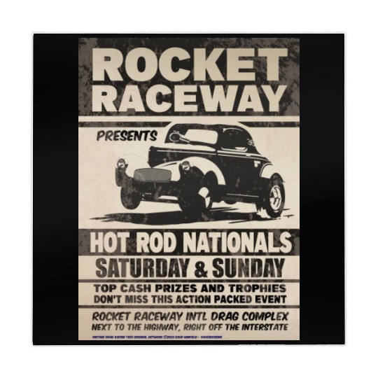 Vintage Hot Rod Classic Drag Racing Poster Mahjong Mats