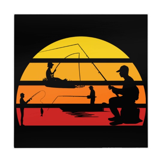 Vintage sunset fishing boat angler Mahjong Mats