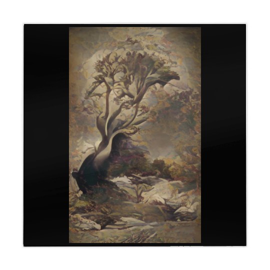 Dark Old School Painting Vintage Tree Design Mahjong Mats