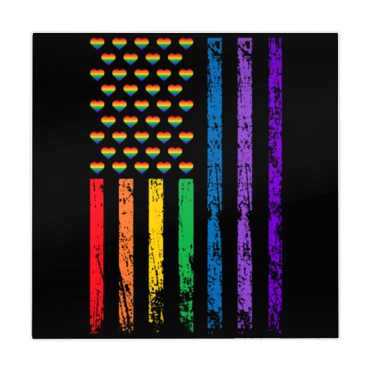 American Flag Rainbow Heart Decor LGBT Pride Month Mahjong Mats