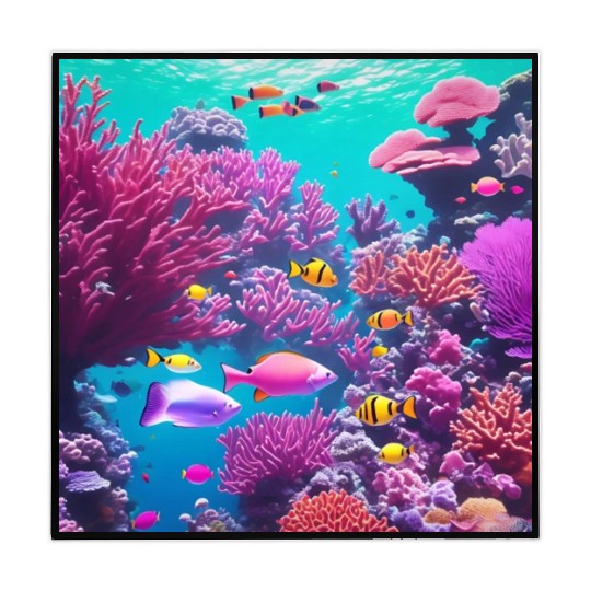 Viral magenta coral reef with tropical fish Mahjong Mats