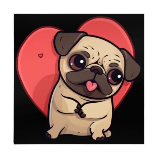Cute Pug in Love, Big Heart Mahjong Mats