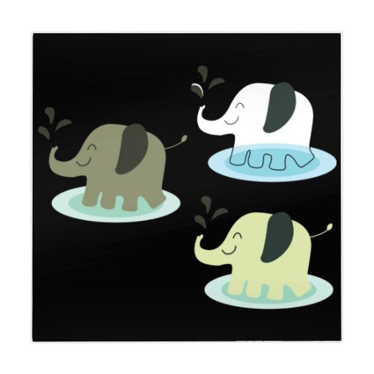 Three elephants spraying water Mahjong Mats