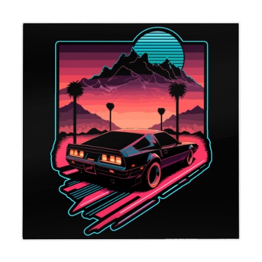 A Warm Cyber Night Ride retro design by gnarly Mahjong Mats