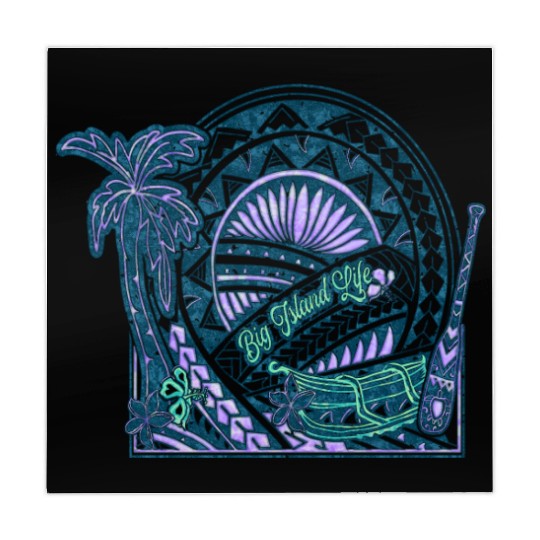 Big Island Outrigger Canoe Teal Tribal Mahjong Mats