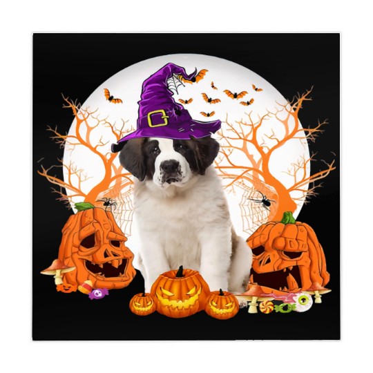 Dog Halloween Saint Bernard Dog Jack O Lantern Mahjong Mats
