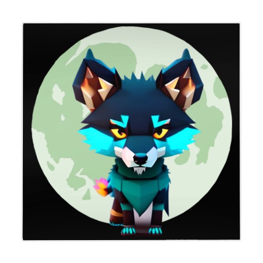 Cute Wolf Moon Graphic Mahjong Mats