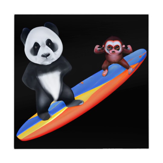 Surfing panda and monkey Mahjong Mats