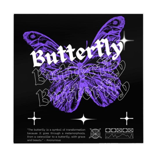 Black Purple White Modern Illustrated Butterfly Mahjong Mats