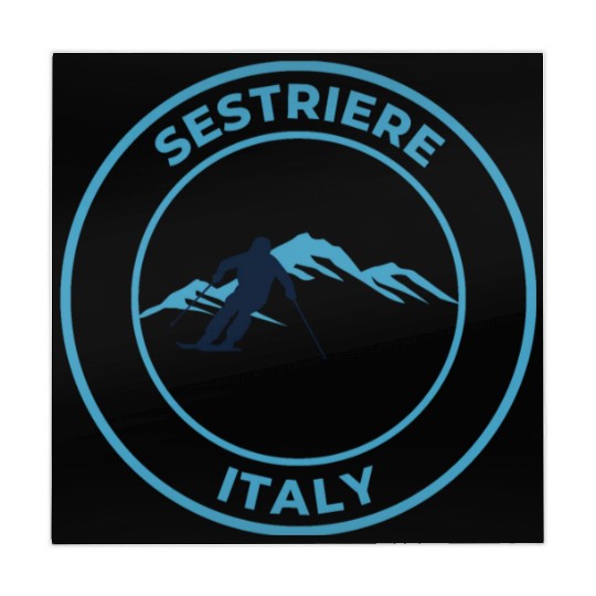 Retro cool Skiing in Sestriere Italy Blue Mahjong Mats