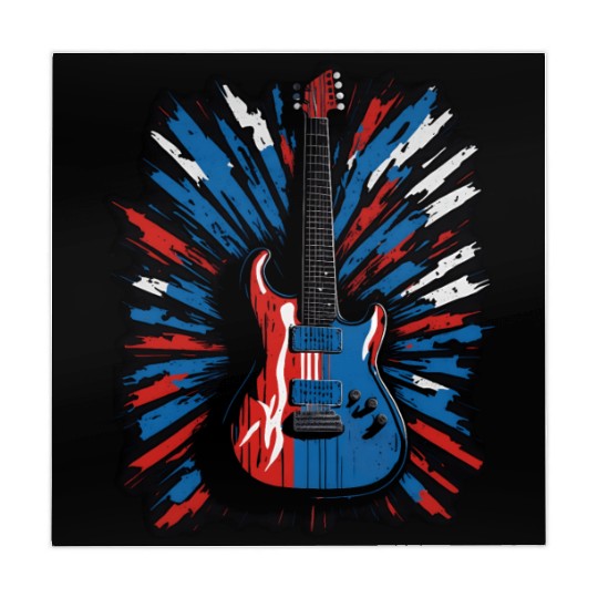 Electric guitar in Union Jack flag colors Mahjong Mats