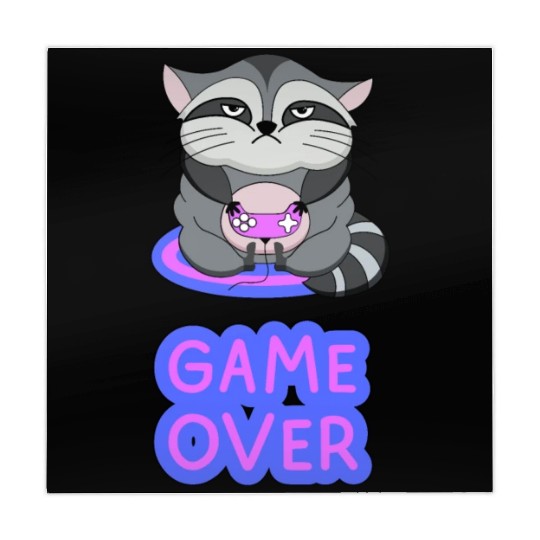 Game Over fat wicked raccoon playing on a console Mahjong Mats