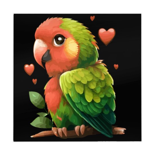 Cute Parrot Green Red Budgie Valentines Day Pet Bi Mahjong Mats