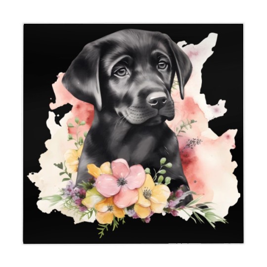Black Lab Dog Watercolor Floral Mahjong Mats