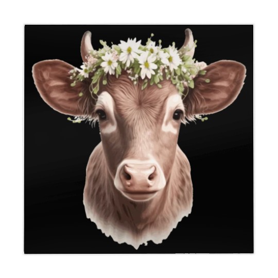 Baby Cow Calf Flower Crown Floral Farm Animal Pet Mahjong Mats