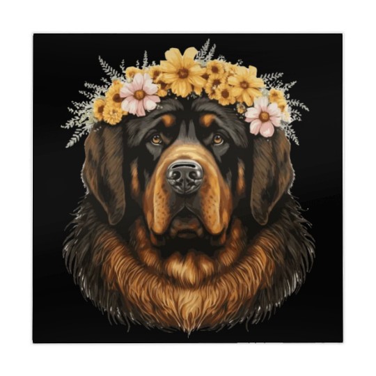 Tibetan Mastiff Flower Crown Floral Farm Animal Pe Mahjong Mats
