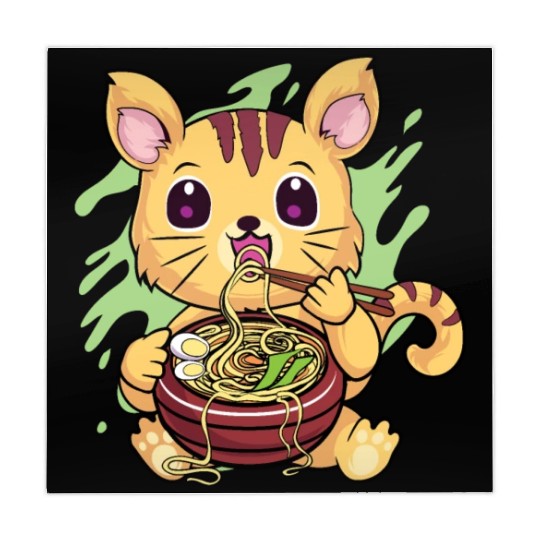 Kawaii Cat Eating Ramen Mahjong Mats