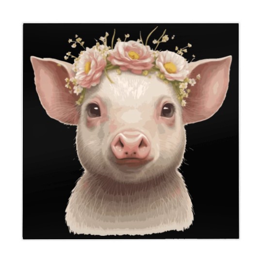 Cute Piglet Flower Crown Baby Pig Floral Farm Anim Mahjong Mats