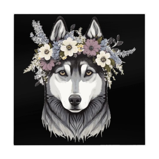 Cute Siberian Husky Flower Crown Pet Dog Floral Pu Mahjong Mats