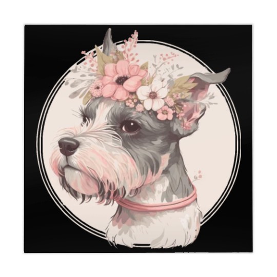 Cute Miniature Mini Schnauzer Flower Crown Pet Dog Mahjong Mats